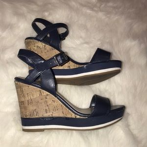 Navy and White Wedges